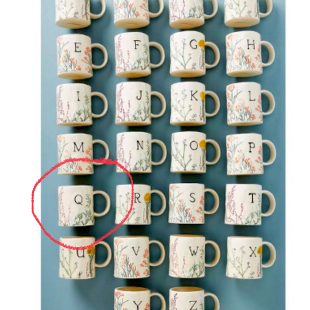 Anthropologie Q mug Dagny Spring Floral Monogram Mug